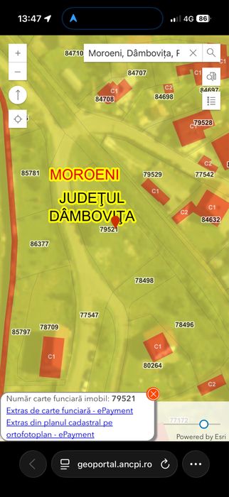 Teren intravilan in comuna Moroeni, Dambovita - 737mp.