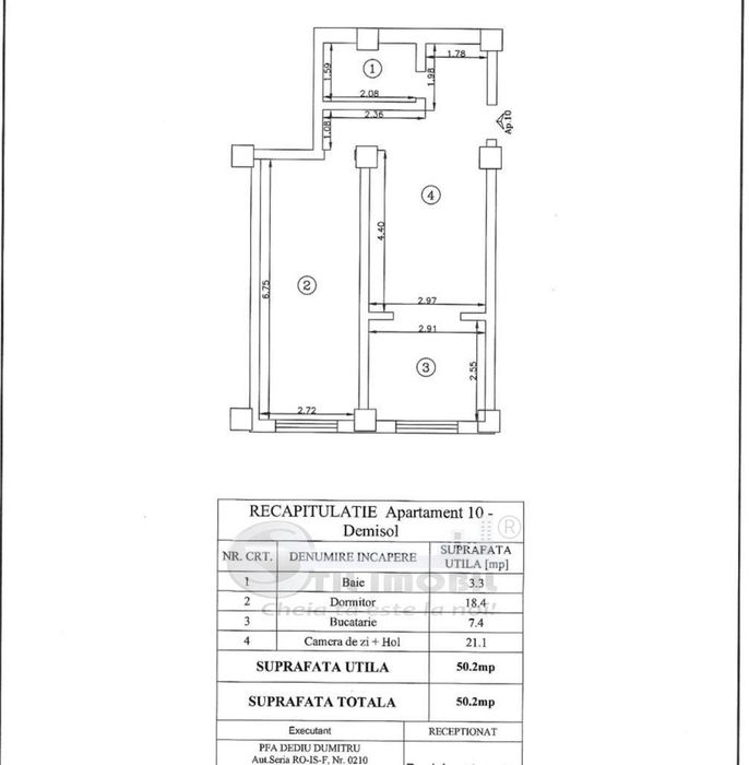 Apartament 2 camere nou, 50.2 mp, Valea Lupului