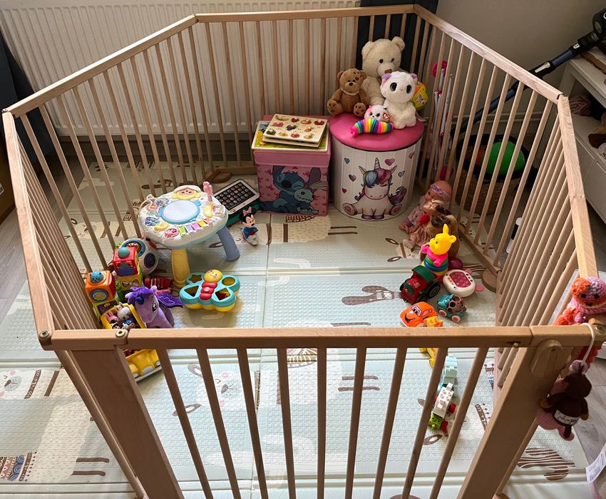 Tarc de joaca hexagonal (5+1) din lemn masiv de fag