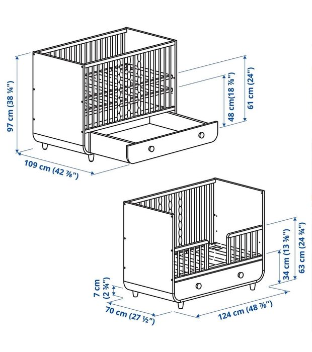 Set Ikea patut bebe+masa de infasat+dulap haine
