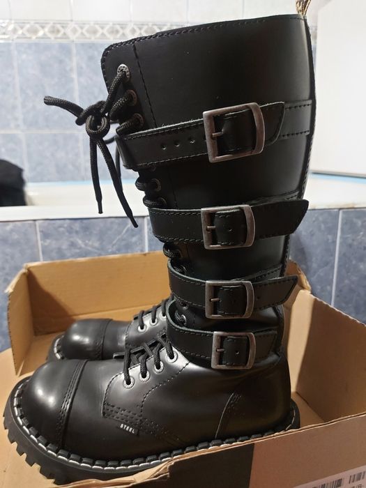 Bocanci festival rock/metal Steel originali 4 catarame, mărimea 41