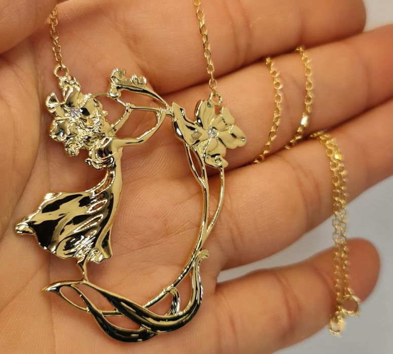 Colier din aur galben 14 cu diamante naturale