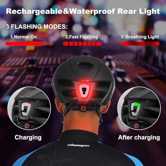 Shinmax Cască de bicicletă pentru adulți cu lumină