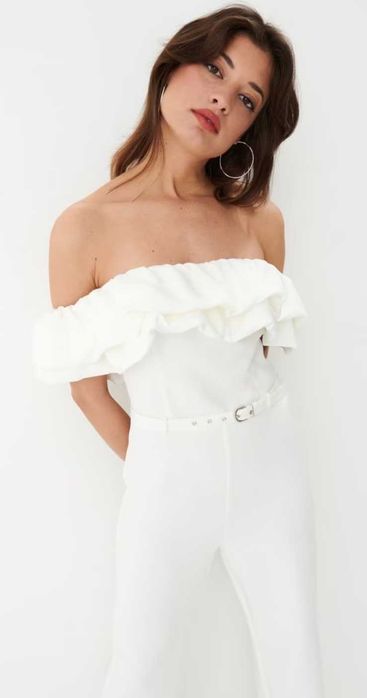 Уникален дамски бял гащеризон Mohito