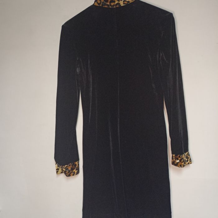 Rochie Vintage DJ din Catifea Neagră și detayAnimal Print – Mărimea M