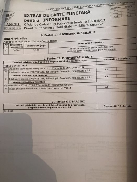 Vand teren la iesire Suceava spre Mitoc langa fab. de statii epurare