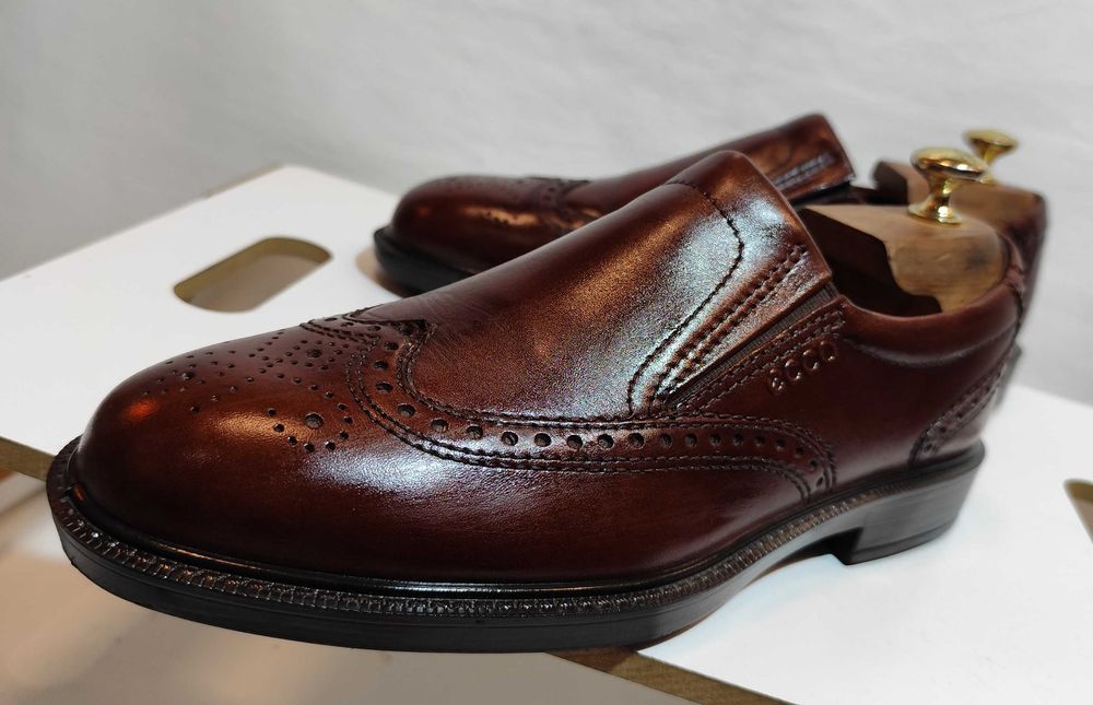 Pantofi loafer 40.5 41 brogue de lux ECCO piele naturala moale