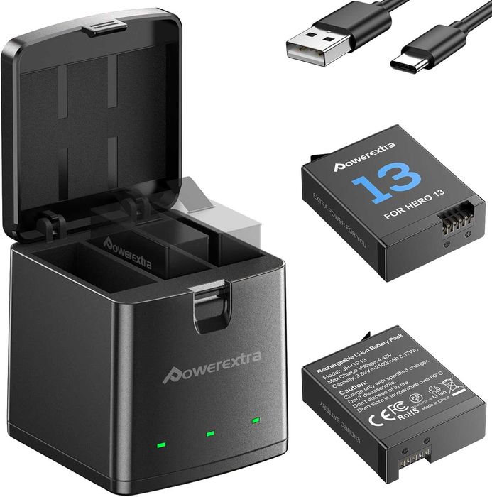 Комплект зареждане на батерии Powerextra Hero 13-2 броя 2100mAh Enduro