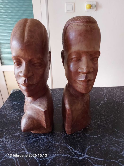 Set statuete ,, el si ea ,,din lemn de palisandru , inalte 31cm