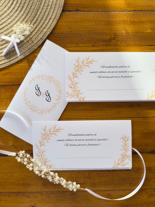 Invitatii nunta, botez, plicuri bani, meniuri, papetarie evenimente