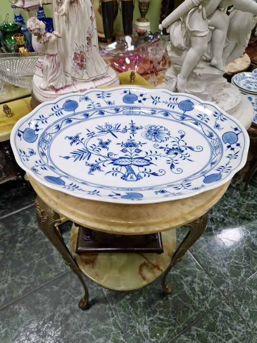 Антикварно колекционерско голямо немско порцеланово плато Meissen