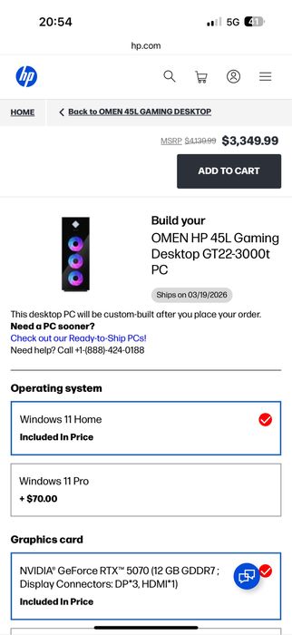 HP OMEN 45L GT22-3000t