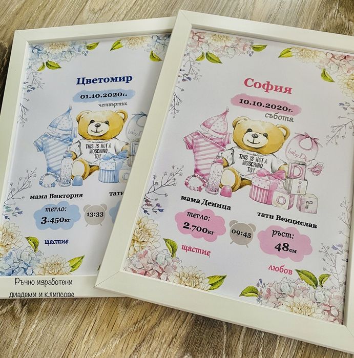 Персонализирана рамка/ Бебешка визитка