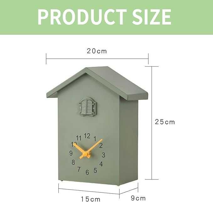 Ceas cu Cuc HAMON cu Sunet de Pasăre, Design Modern cu Pendul – Verde NOU