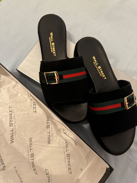 Papuci stil Gucci piele