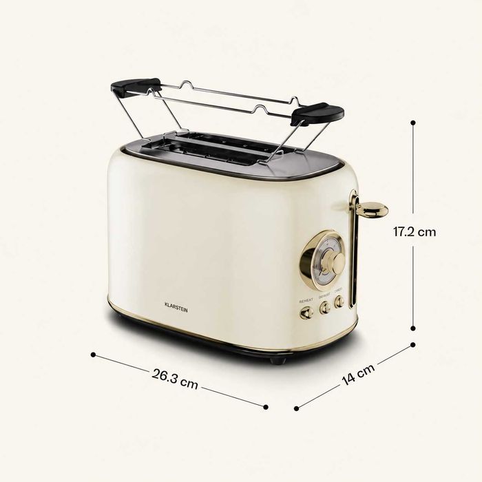 Prajitor de paine toaster Klarstein Victoria, 800W, crem