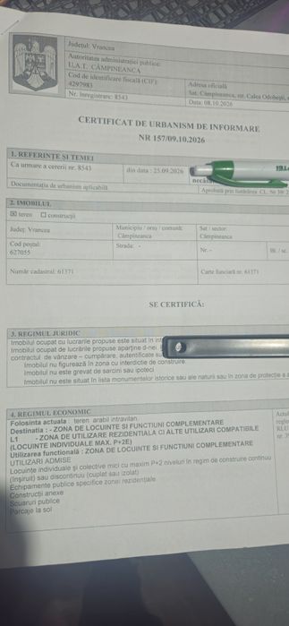 Teren intravilan Campineanca Focșani