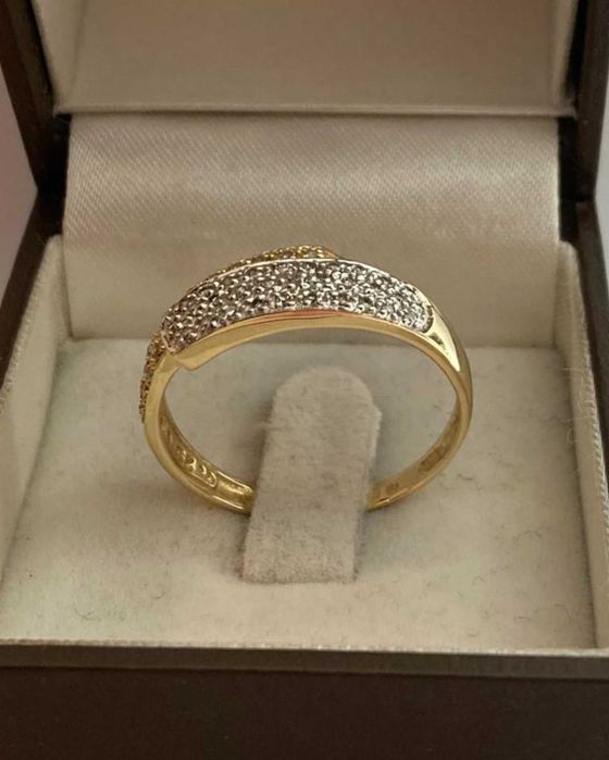 Inel superb aur alb/ galben 14k cu diamante naturale 0.25ct / 3.49gr