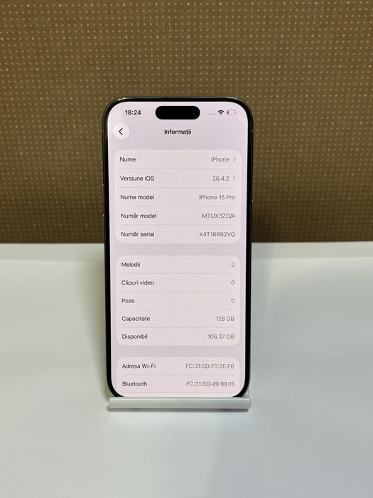 MDM vinde: Iphone 15 Pro, 128GB, Natural Titanium.