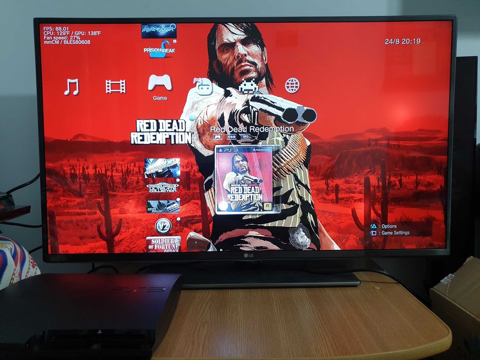 PS3 modat HEN 250 GB + 40 jocuri (GTA V, Red Dead, FIFA 19, NFS)