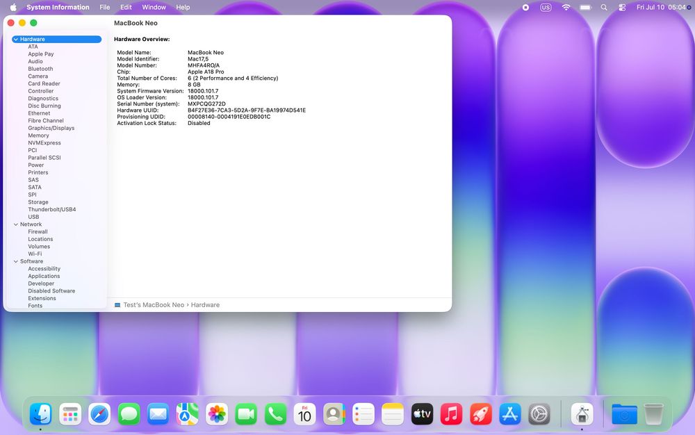 MacBook Neo 13'' 256GB 8GB RAM Silver serios și cu 13 cicluri de incarcare!