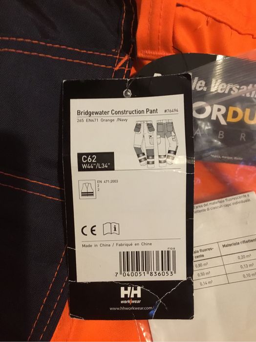 Голям размер работен панталон Helly Hansen C62