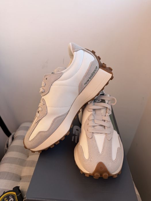New Balance 327 sneakers unisex albi cu logo N verde piele 100% noi originali