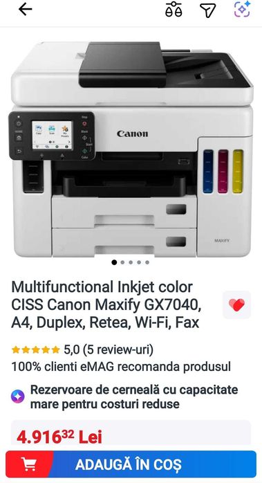 Vând multifuncțională CANON MAXIFY GX7040 pt piese