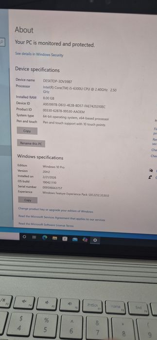Microsoft Note book core i5 10pro