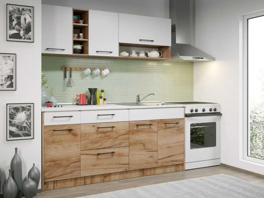 Set Mobila Bucatarie Gastro 180 Alb/Stejar – C05