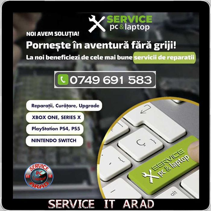 Reparatii PC/Laptop/Instalare Windows/Curatare console PS4/5/Xbox ARAD