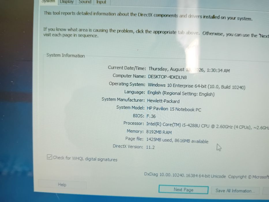 Laptop HP i5 8gb rqm