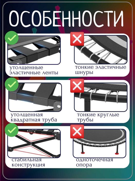 Детский батут, 106 см, с амортизирующими ножками, до 150 кг