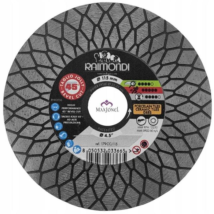 Disc diamantat Ø115mm taiere in unghi JOLLY 45° Raimondi