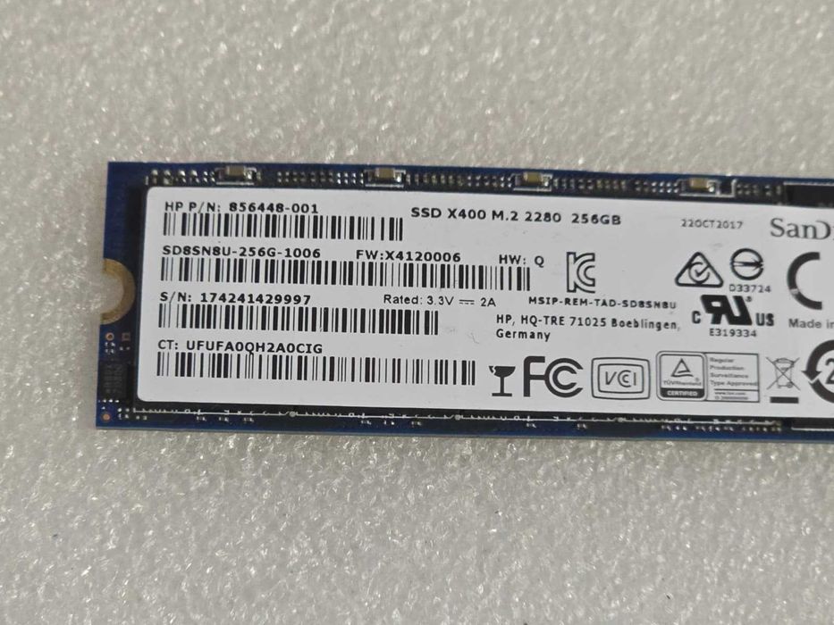 Solid-State Drive (SSD) SanDisk X400 256GB M.2 2280 SATA III HP P/N 856448-001