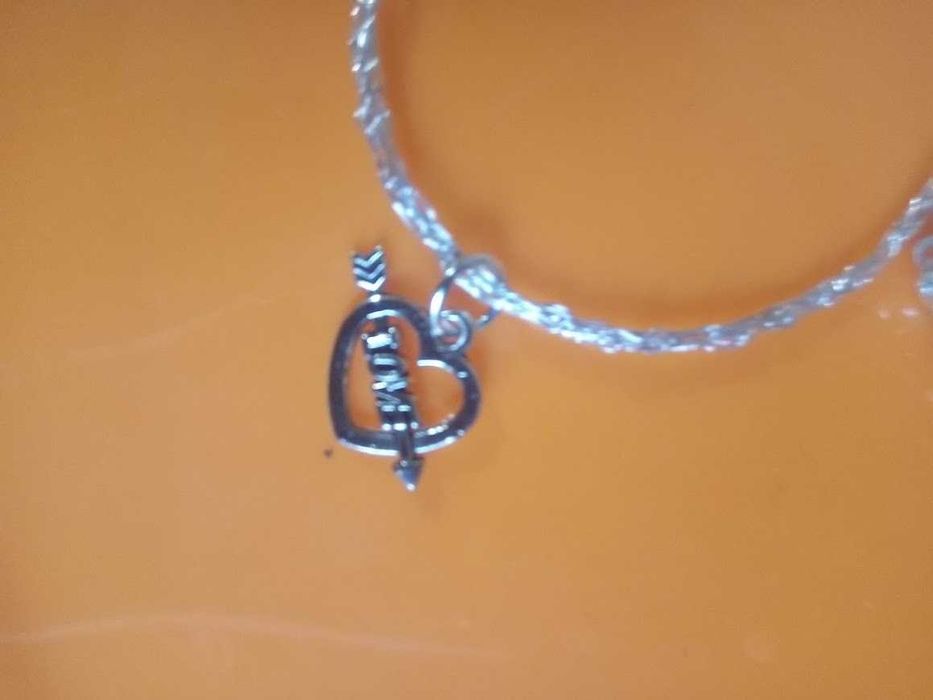 Посребрено, плетено колие с Прободено сърце   SILVER NECKLACE