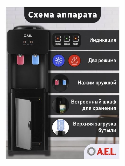 Кулер для воды A.E.L. LD-AEL-86с full black черный