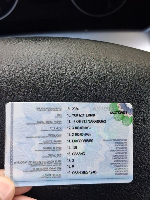 Kia bongo III EURO 5 1T lik  zavotisku propon