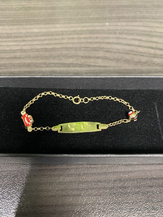 Детска златна гривна 14K (1.41g) с плочка за гравиране – 120€
