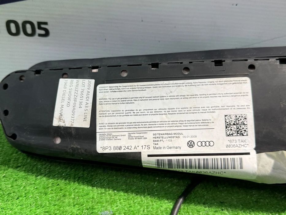 AIRBAG SCAUN ( 3 BUC.) AUDI A3 Sportback / AUDI A3 8P / AUDI A4 B7 / Avant COD OEM 8P4880242C 8P3880242A 8E0880242P