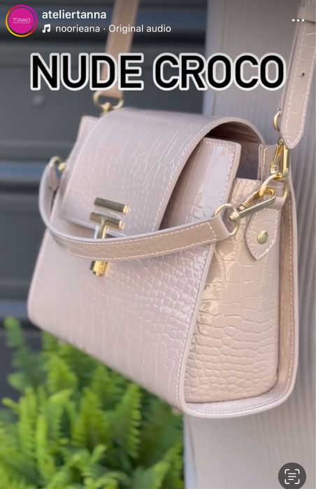 Geanta piele naturala Atelier Tanna nude croco editie limitata