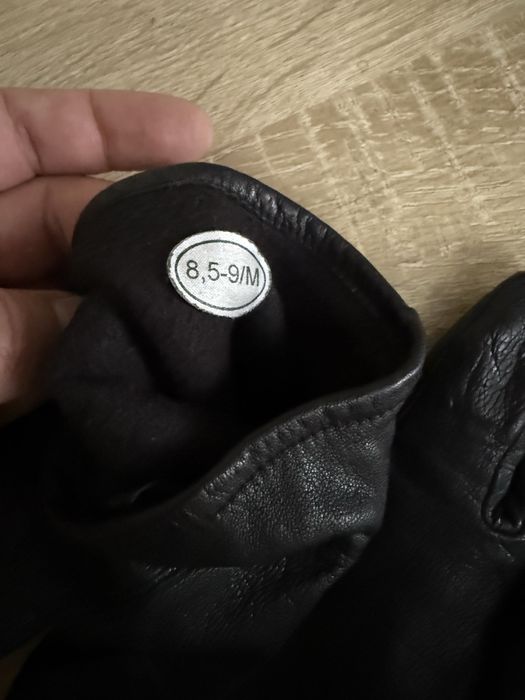 Manusi piele leather cu puff