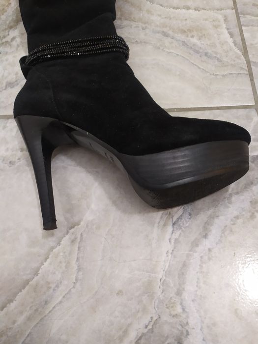 Ботфорты черные замшевые