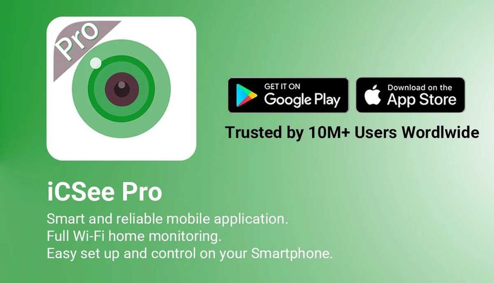 Двойна външна въртяща WiFi AI камера 8MP с два обектива, ICSee, Черна