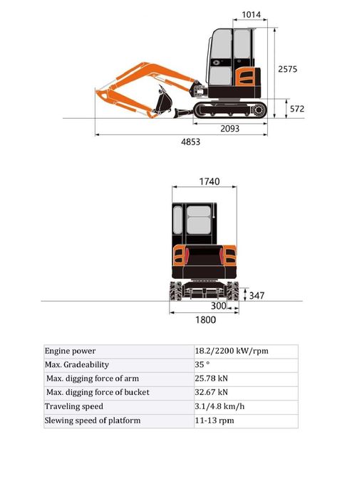 Miniexcavator 3.5t, NOU - Motor KUBOTA