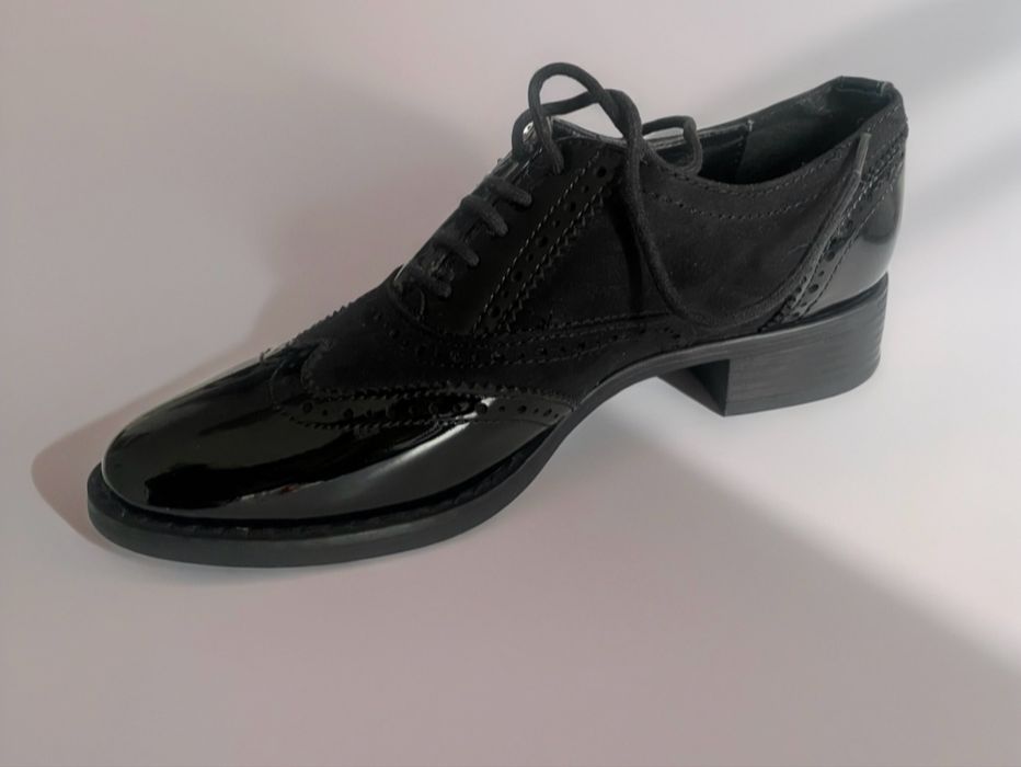 Pantofi Graceland Brogue/Oxford – Negru Lăcuit & Suede