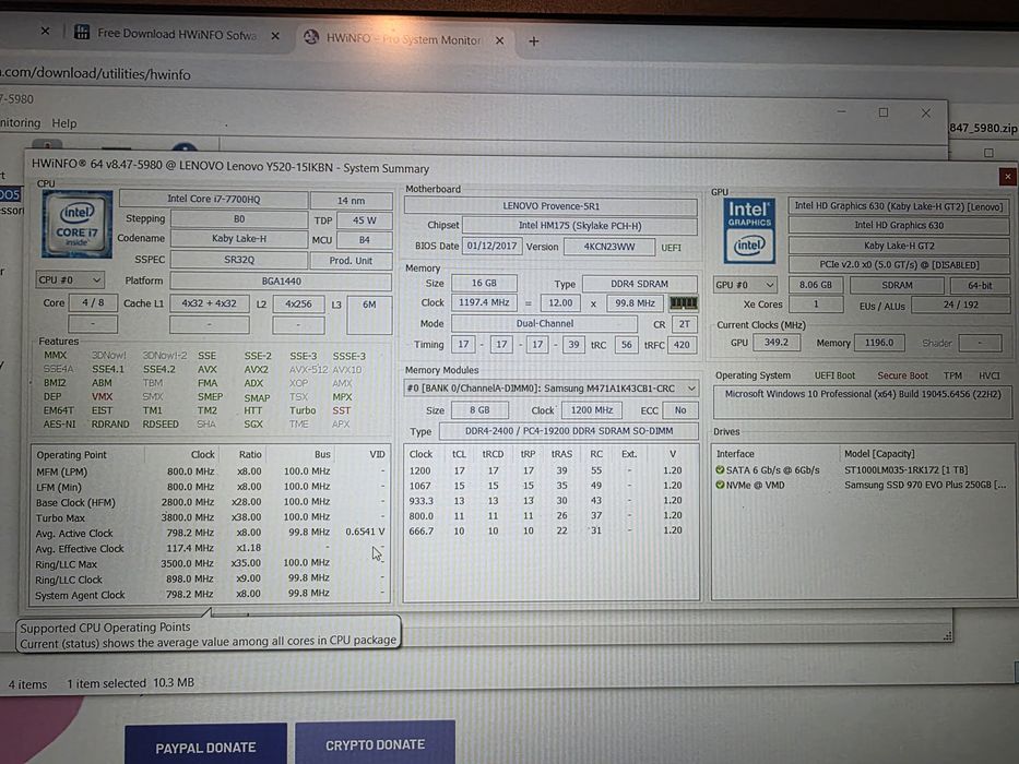 Lenovo Legion Y520  gtx 1050ti, 16gb, i7 q7700 2.8ghz