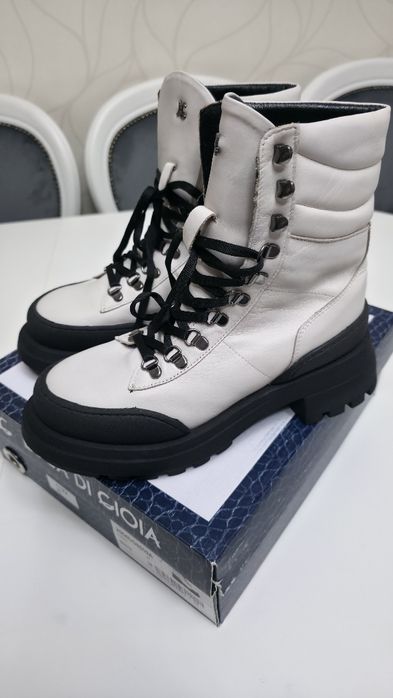 Ghete Combat femei Luca di Gioia albe din piele, marimea 38