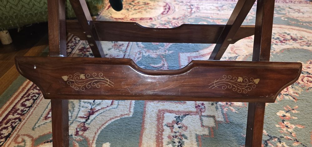 Masa Maroc sculptata manual in lemn trandafir, nserții bronz  pliabila