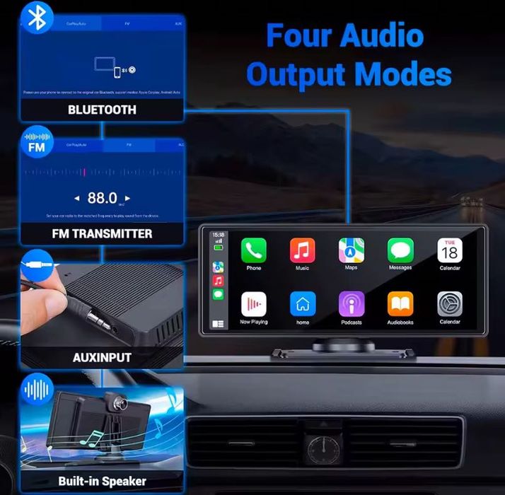 Navigație auto portabilă CarPlay și Android Auto, ecran 10.26”